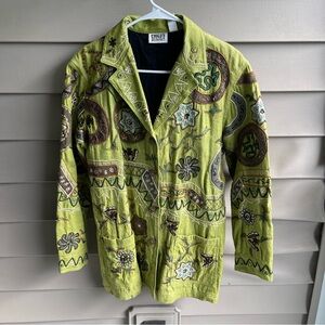 Vintage Chicos Design Womens Button Up‎ Blazer Size S 1 Multicolored Artsy Fairy